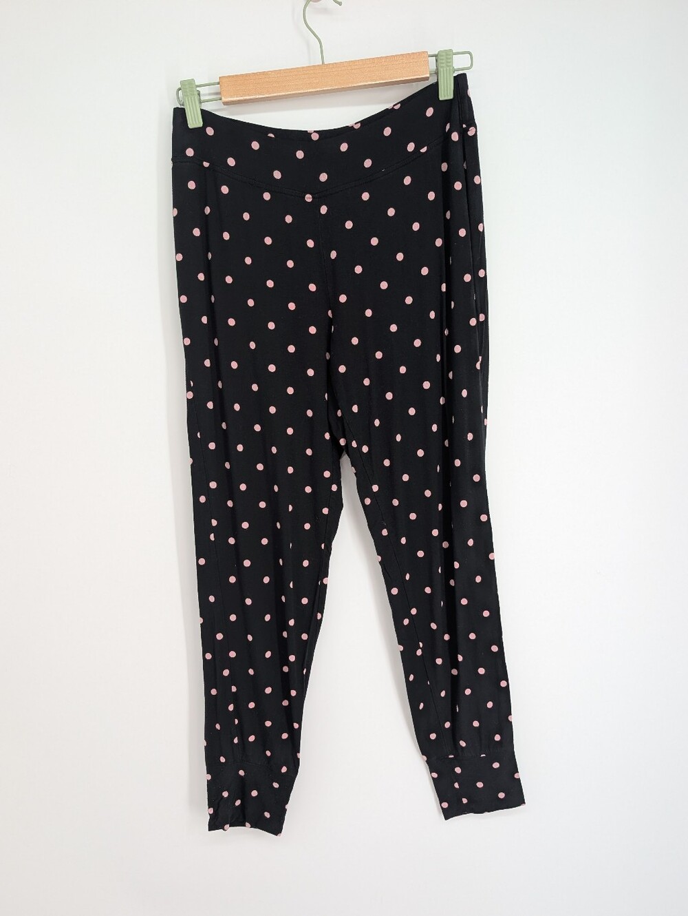 Soma Cool Nights Pajama Pants Black Pink Polka Dot Small